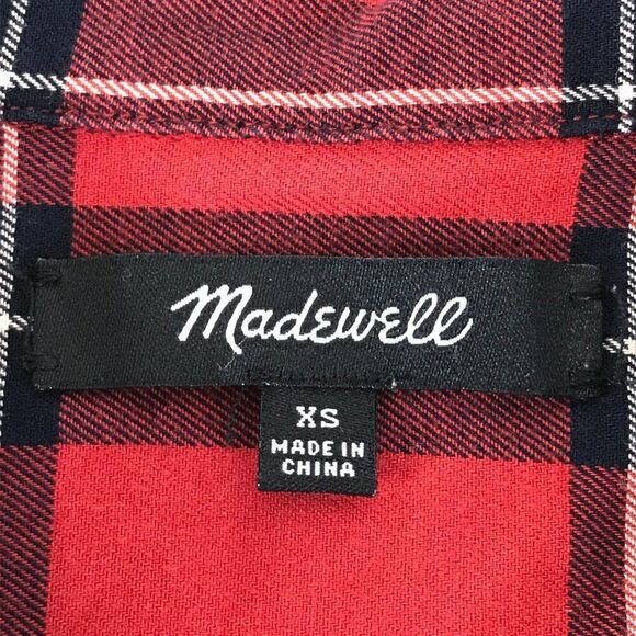 Madewell Embroidered Central Shirt in Dahl Plaid Women's XS Floral Button Down - Picture 10 of 11